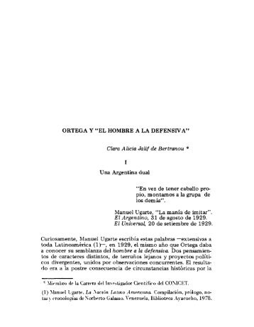 ORTEGA Y "EL HOMBRE A LA DEFENSIVA" - Facultad de FilosofÃ­a ...