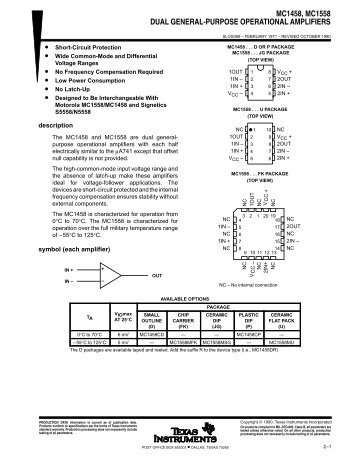 mc1458, mc1558 dual general-purpose operational ... - Server Die