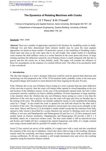 The Dynamics of Rotating Machines with Cracks ... - Michael I Friswell