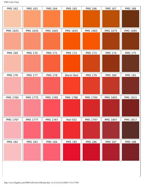 Orange Pantone Color Chart