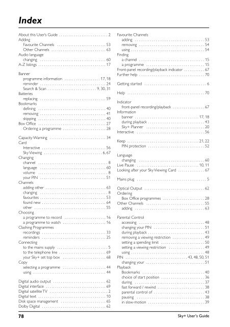 Sky+ User's Guide - Astra 2D