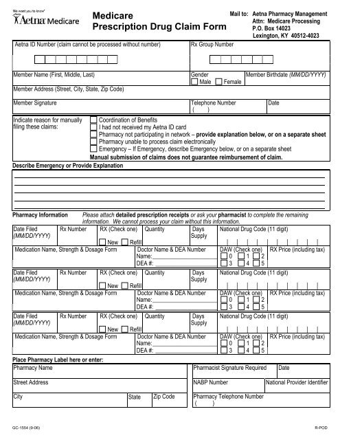 Medicare Prescription Drug Claim Form