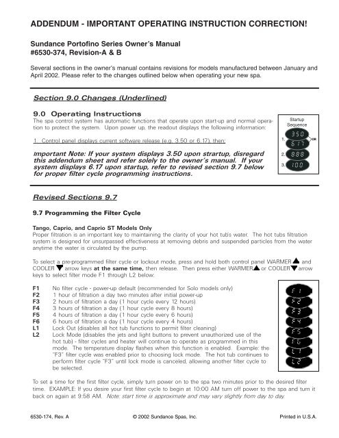 2002 Portofino Series Owners Manual - Sundance Spas