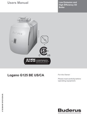 Users Manual Logano G125 BE US/CA - Buderus