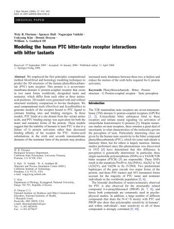 Modeling the human PTC bitter-taste receptor interactions with bitter ...