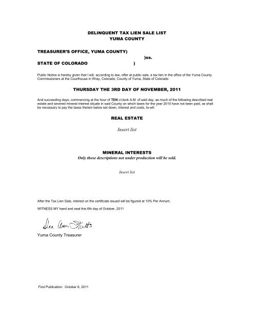 Mesa County Tax Lien Sale