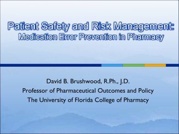 Patient Safety and Risk Management: Medication Error Prevention