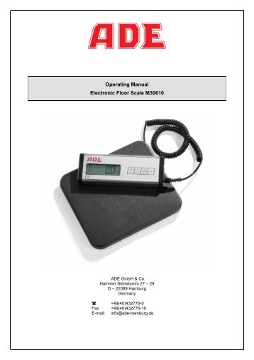 Operating Manual Electronic Floor Scale M30610 - Dencor