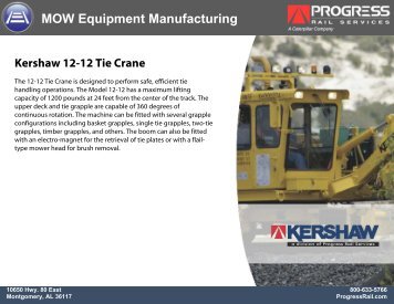 Kershaw 12-12 Tie Crane - Progress Rail Services