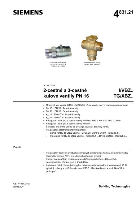4831.21 2-cestné a 3-cestné kulové ventily PN 16 I/VBZ ... - MarInfo