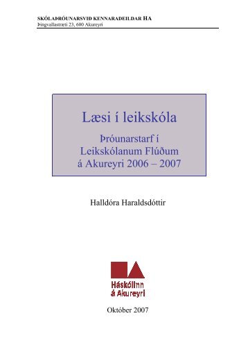 Læsi í leikskóla - Háskólinn á Akureyri