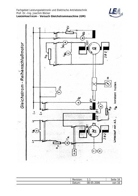 Versuch Gleichstrommaschine - Fachgebiet Leistungselektronik und ...