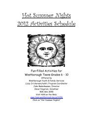 Hot Summer Nights 2012 Activities Schedule - Westborough, MA