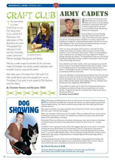 Spring 2011 Newsletter - Maidenhill School