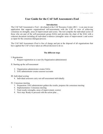 User Guide for the CAF Self Assessment eTool - EIPA