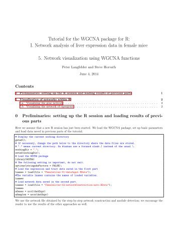 Tutorial for the WGCNA package for R: I. Network analysis of liver ...