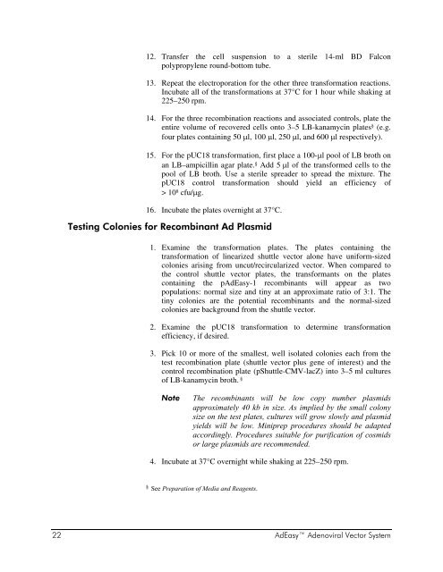 Manual: AdEasy Adenoviral Vector System - UCLA Human Genetics