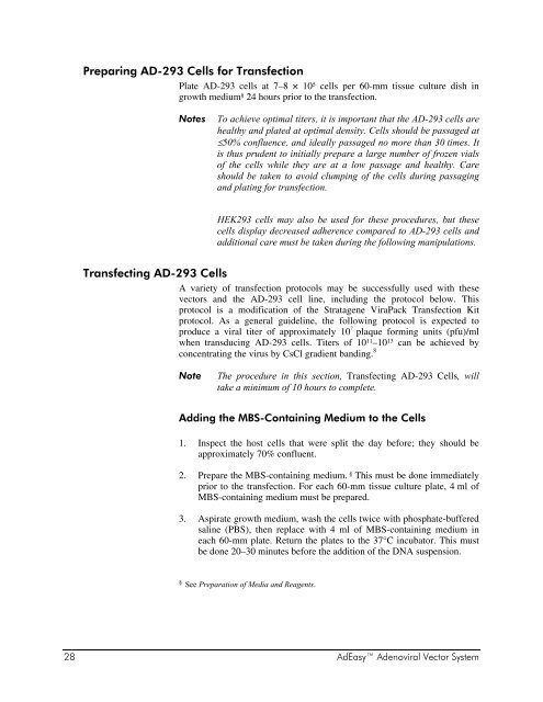 Manual: AdEasy Adenoviral Vector System - UCLA Human Genetics