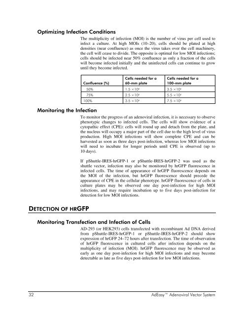 Manual: AdEasy Adenoviral Vector System - UCLA Human Genetics