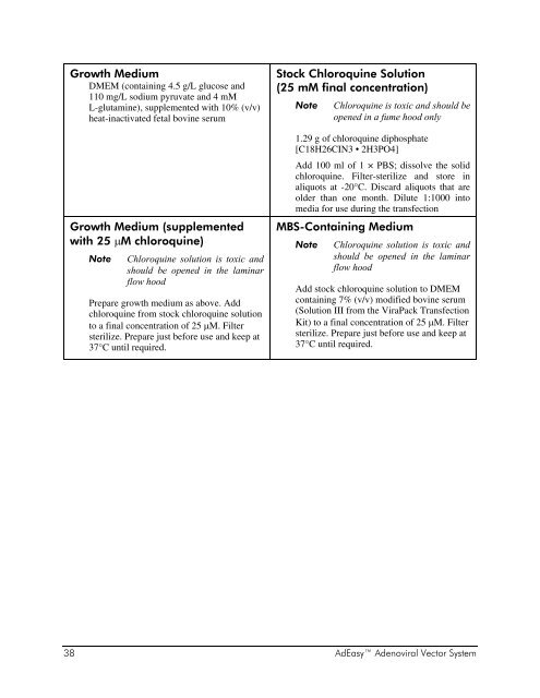 Manual: AdEasy Adenoviral Vector System - UCLA Human Genetics