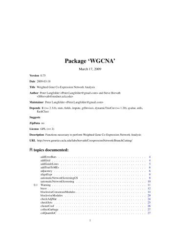 Package 'WGCNA' - Laboratory Web Sites - UCLA