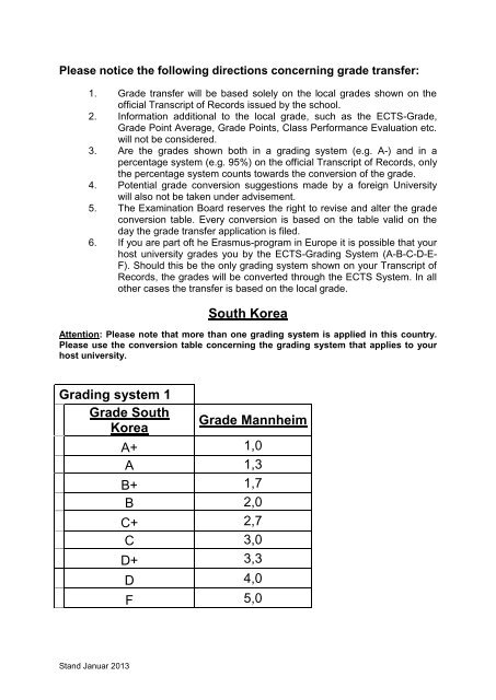 South Korea Grading system 1 Grade South Korea Grade ... - BWL