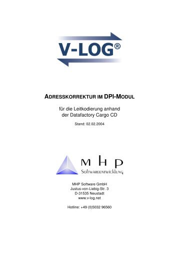 Adresskorrektur im DPI Modul 1 - MHP Solution Group