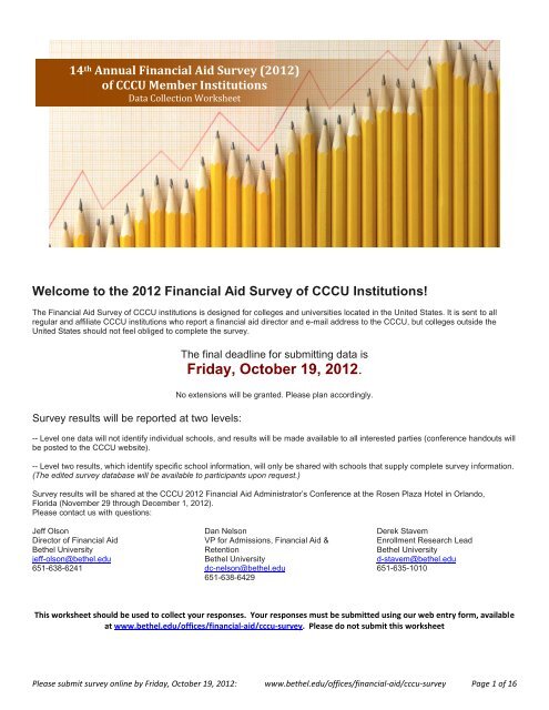 Bethel University Online >> Financial Aid Survey Of Cccu Institutions Bethel University Bethel University Online >> Financial Aid Survey Of Cccu Institutions Bethel University