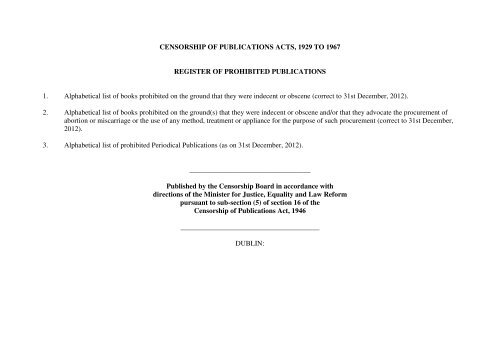 Register of Prohibited Publications - The Department of Justice and ...