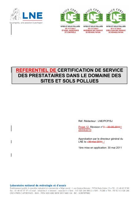 2013 04 25 Référentiel LNE certification SSP projet 12 révision 1