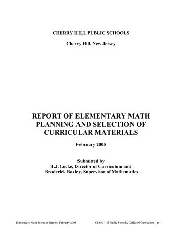 Final Recommendation and Report for K-5 Math Selection (PDF ...