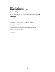 CSR, A risky business - Risk Management and CSR - Warwick ...