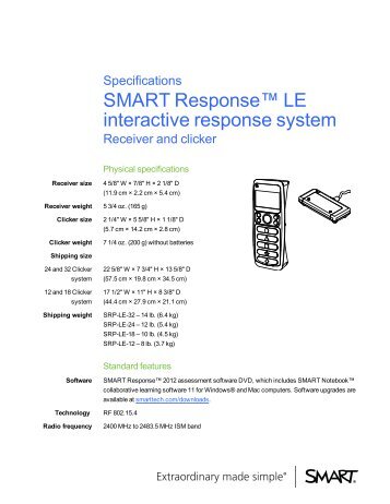 SMART Response LE 2012 Specifications - SMART Technologies