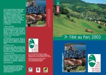 l'Ã©tÃ© au Parc 2003 - Parc naturel rÃ©gional des Ballons des Vosges