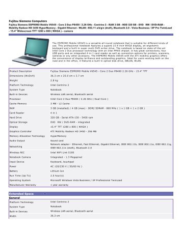 Extended Specs - Visualis