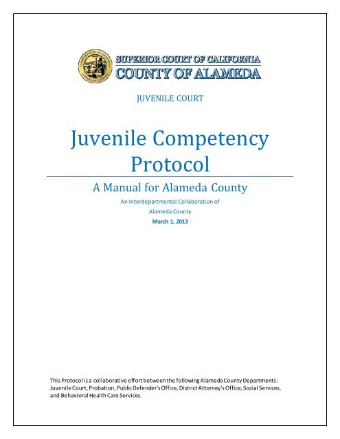 Juvenile Competency Protocol - Alameda County Behavioral Health