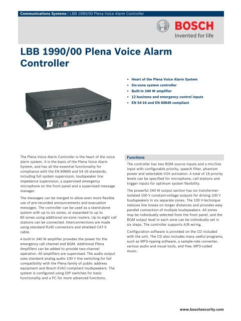 LBB 1990/00 Plena Voice Alarm Controller