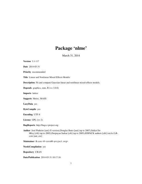 Package 'nlme'