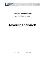 Modulhandbuch Bachelor of Arts Musikwissenschaft (85 ECTS)
