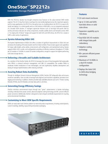 OneStor SP-2212 Datasheet. - Xyratex