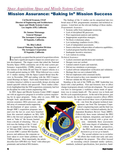 Space Acquisition - Air Force Space Command