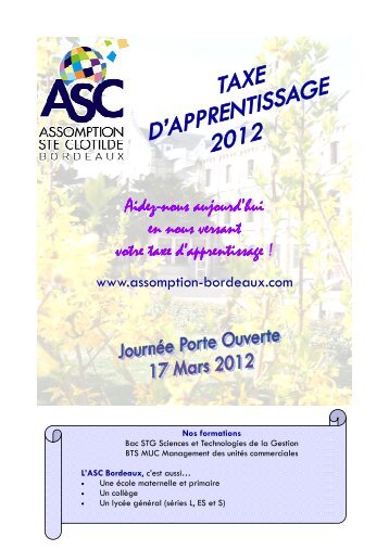 Flyer gÃ©nÃ©ral Taxe d'Apprentissage 2012 - Assomption