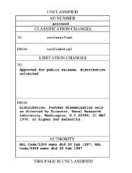 UNCLASSIFIED AD NUMBER CLASSIFICATION CHANGES - DTIC