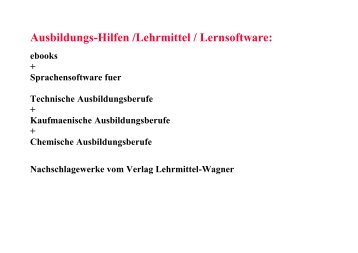 ebook + software-Angebote:  vom Woerterbuch- und Lexikonverlag Lehrmittel-Wagner (Technik kfz-Mechatronik EDV)