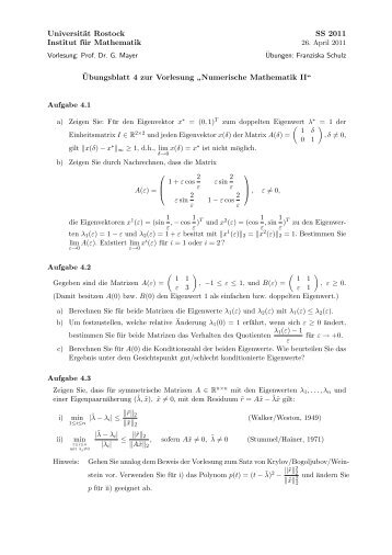 Serie 4 - Lehrstuhl Numerische Mathematik - UniversitÃ¤t Rostock