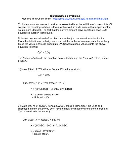 Making Dilutions Review