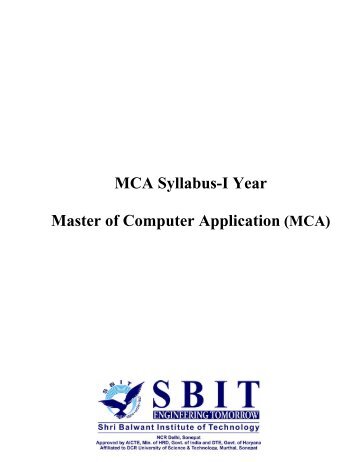 MCA Syllabus-I Year Master of Computer Application (MCA) - Sbit.in