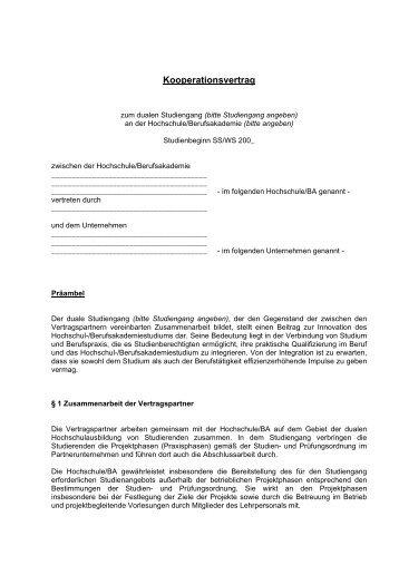 Kooperationsvertrag - Duales Studium Hessen