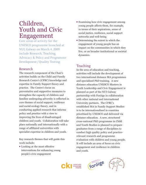 Launch brochure - UNESCO Child and Family Research Centre