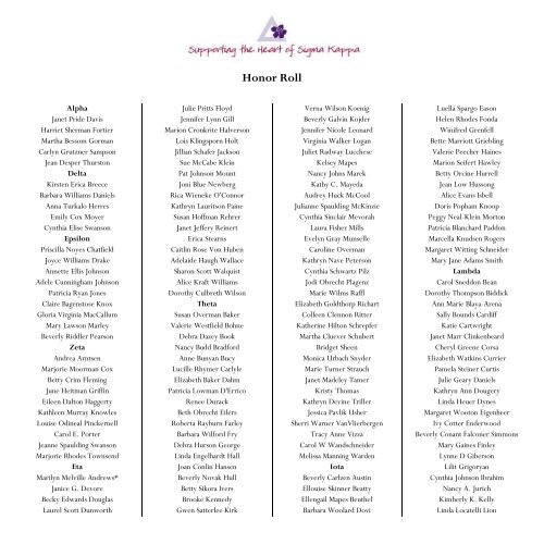 Honor Roll - The Sigma Kappa Foundation
